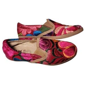 IAM Embroidered Flats Leather Size US 8 Mexico Boho Colorful